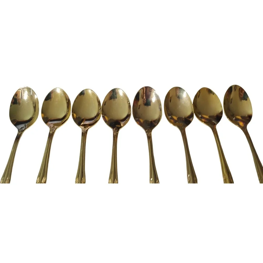 Hanford Forge HF Ltd Gold Pierced Rose Versaolles‎ Stainless Flatware 40 pcs SEE